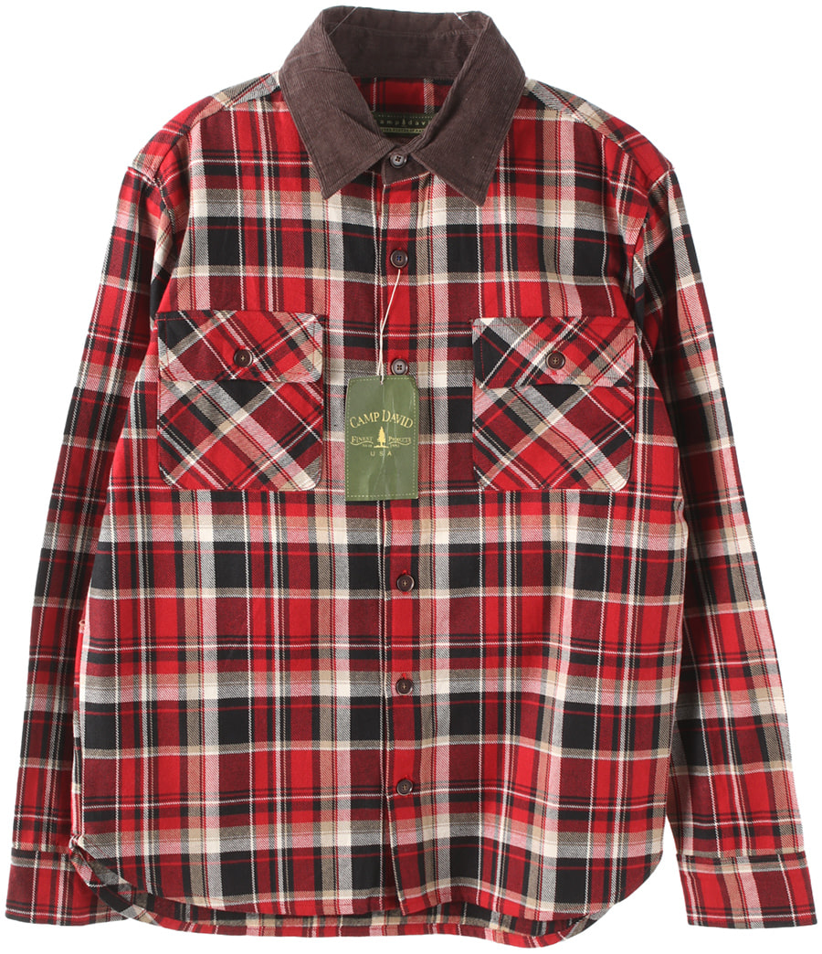 CAMP DAVID 코튼 블랜드 체크 셔츠 새 제품 남성 (L) 빈티지 편집샵