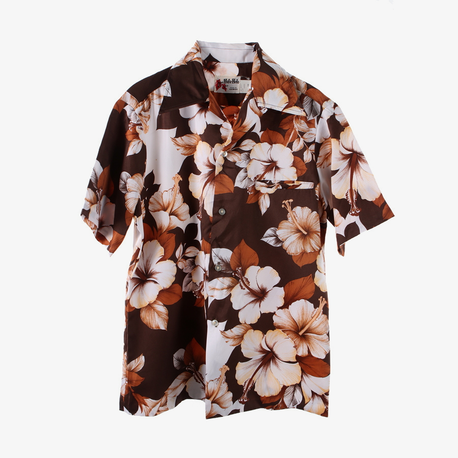 [HOLO HOLO]  폴리 하와이안 반팔 셔츠 Size men S / made in USA 빈티지 편집샵