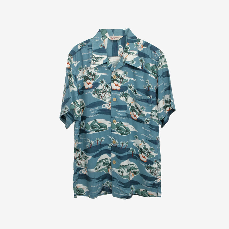 [PATINA VINTAGE]  레이온 하와이안 반팔 셔츠 Multi / size men L 빈티지 편집샵