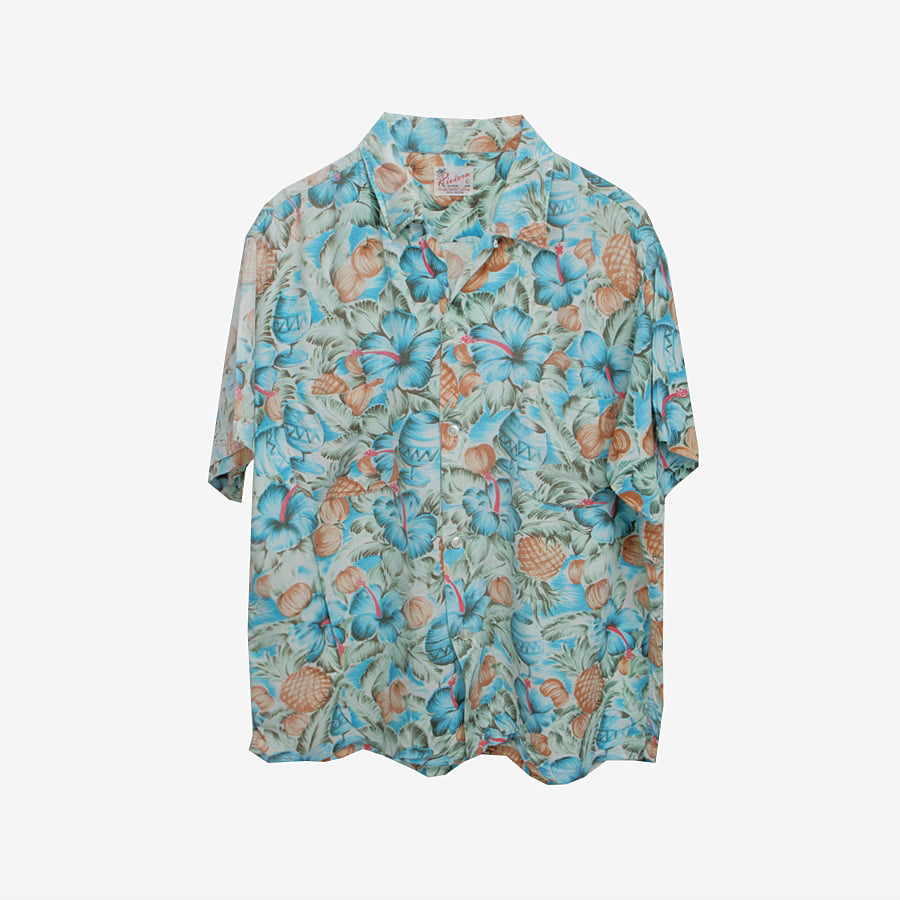 [RIVIERA]  레이온 하와이안 반팔 셔츠 Multi / size men L 빈티지 편집샵