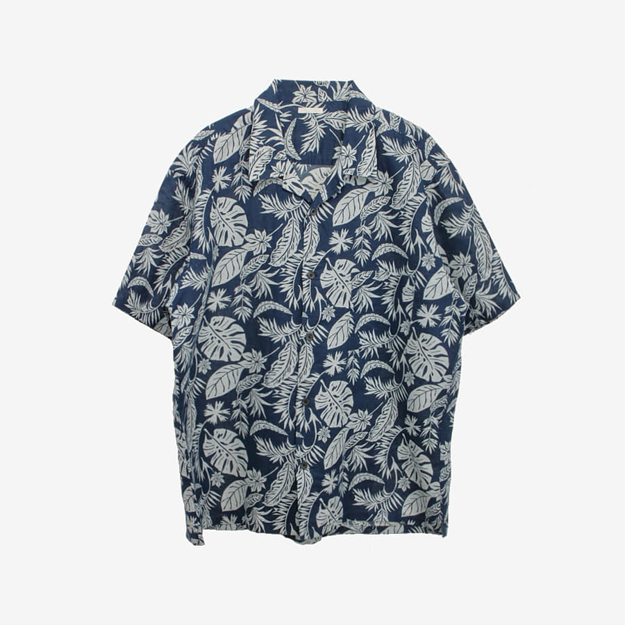 [GU] 지유 린넨 블랜드 하와이안 반팔 셔츠 Multi / size men L 빈티지 편집샵