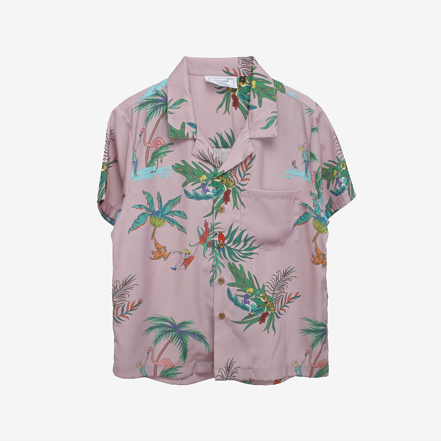 [LEFT ALONE]  폴리 하와이안 반팔 셔츠 Multi / size women F 빈티지 편집샵
